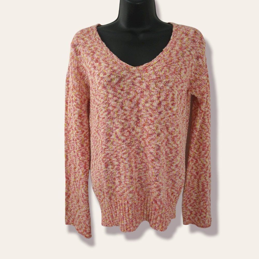 MAGASCHONI Pink‎ Multicolor Textured Knit V-Neck Sweater Size XS